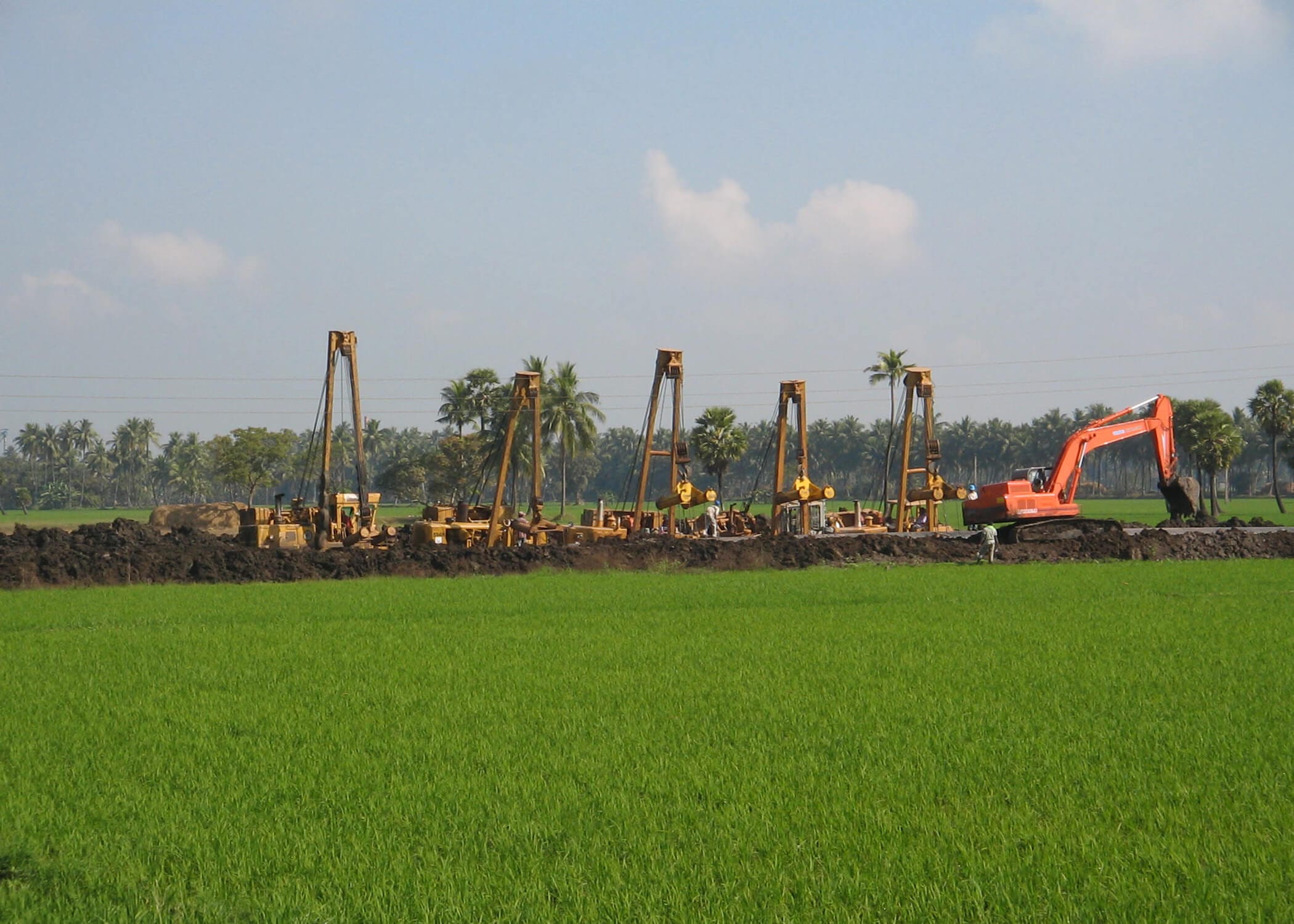 The East-West Natural Gas Pipeline for Reliance Industries under construction in India.